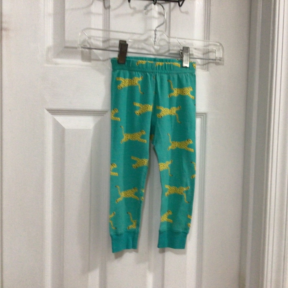 Hanna Andersson  Kids Turquoise/Yellow Leopard leggings toddler 2